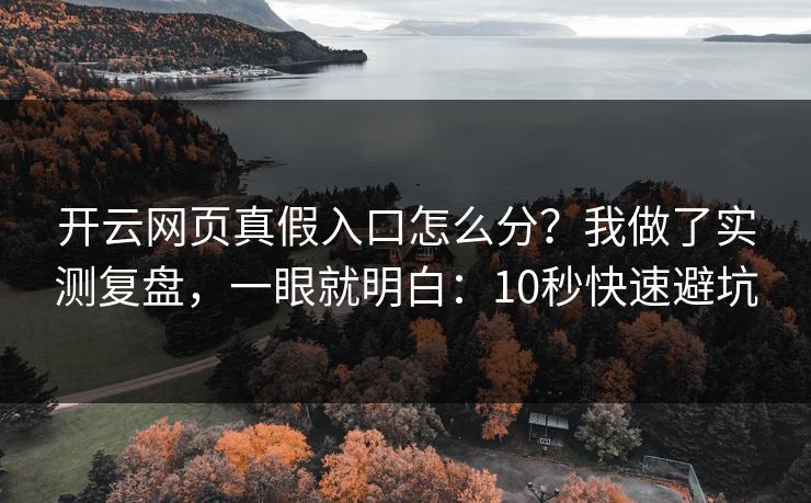 开云网页真假入口怎么分？我做了实测复盘，一眼就明白：10秒快速避坑