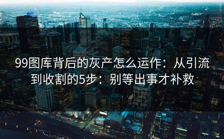 99图库背后的灰产怎么运作：从引流到收割的5步：别等出事才补救