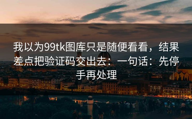 我以为99tk图库只是随便看看,结果差点把验证码交出去:一句话:先停手再处理 我以为99tk图库只是随便看看,结果差点把验证码交出去:一句话:先停手再处理