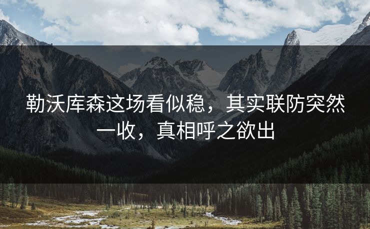 勒沃库森这场看似稳,其实联防突然一收,真相呼之欲出 勒沃库森这场看似稳,其实联防突然一收,真相呼之欲出